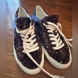 Madewell Sidewalk Low-Top Sneakers in Painted Leopard Colorblock Calf Hair